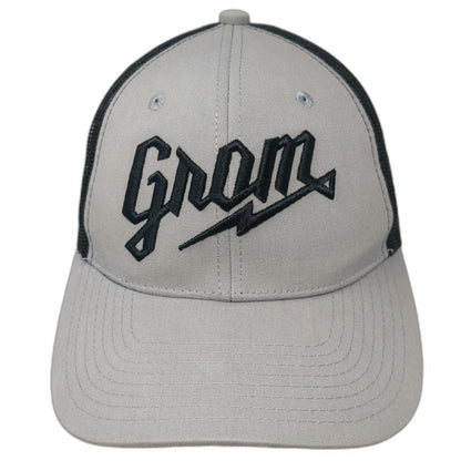 Grom Trucker Hat Gray One Size Mesh Back Snapback Logo Embroidered Baseball Cap