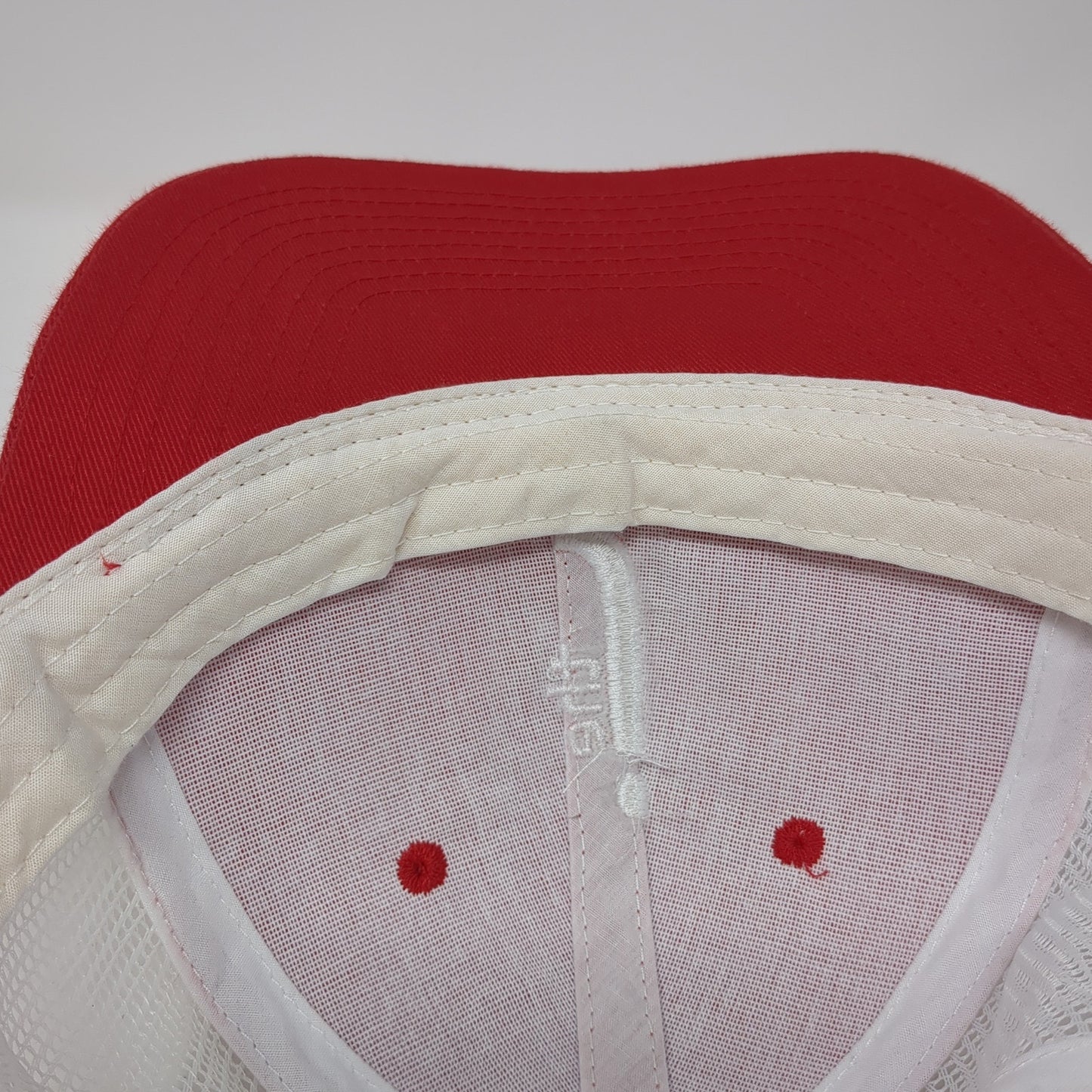 The J Snapback Trucker Hat Red One Size Mesh Back Embroidered Colorblock