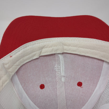 The J Snapback Trucker Hat Red One Size Mesh Back Embroidered Colorblock