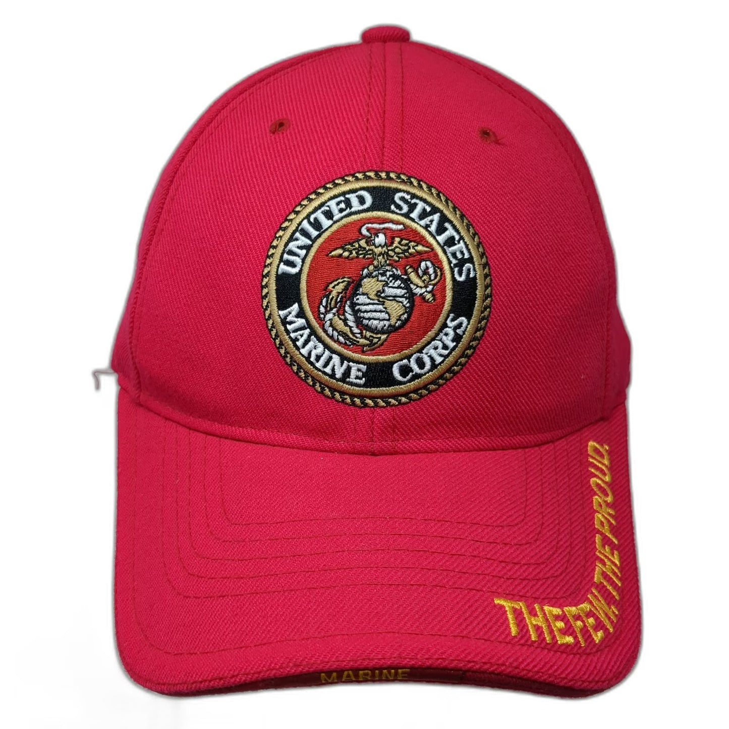 Rapid Dominance USMC Marine Corps Red One Size Baseball Cap Hat Strapback Gold
