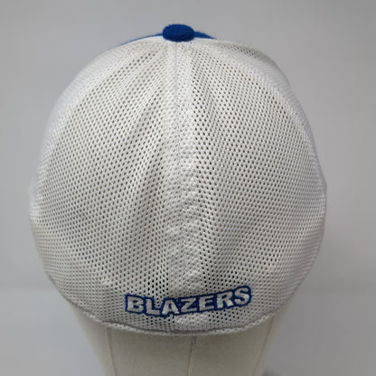 Blazers Fitted Mesh Back Trucker Hat Blue Medium Embroidered Logo Legacy