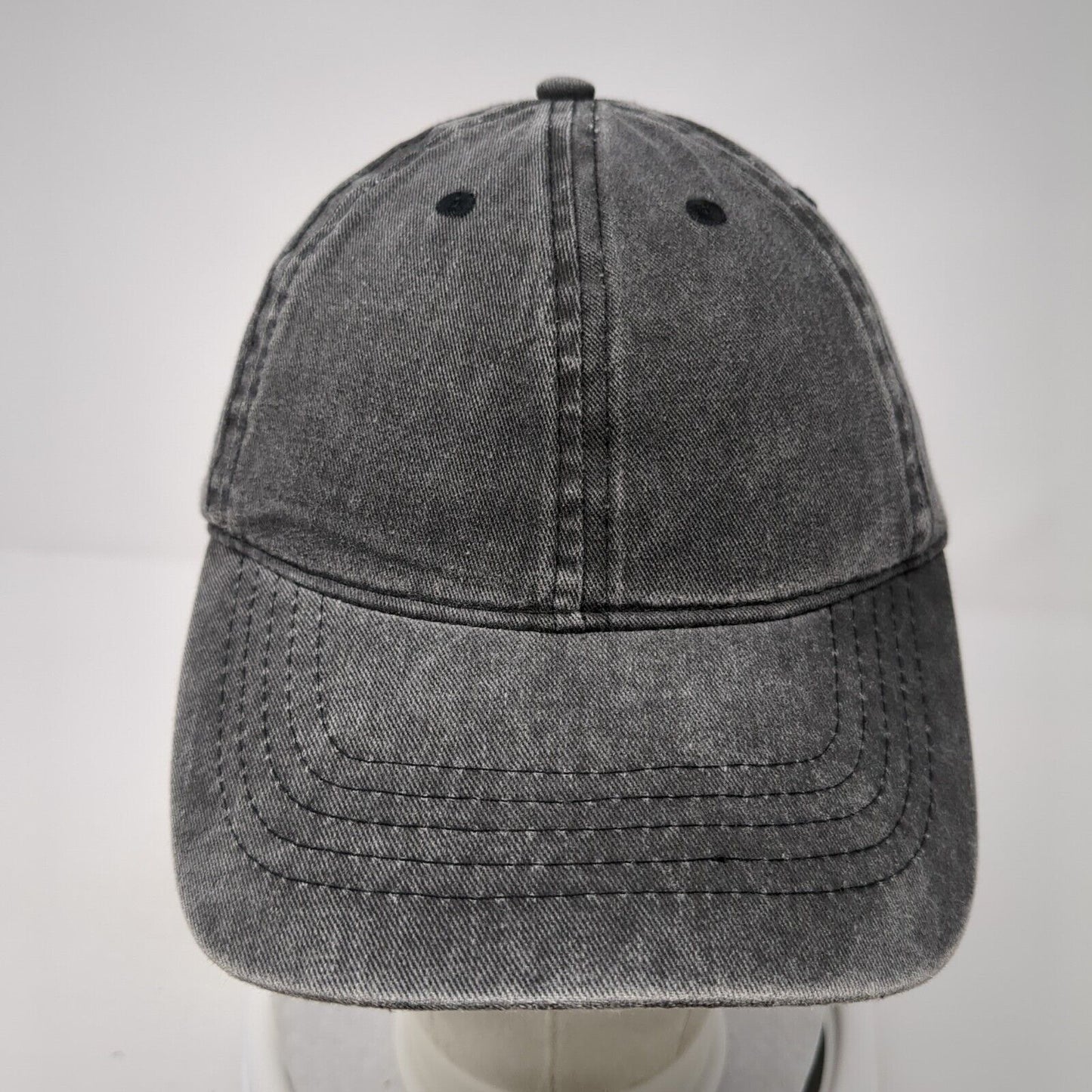 Unbranded Strapback Hat Gray One Size Solid 6 Panel Vent Holes Blank