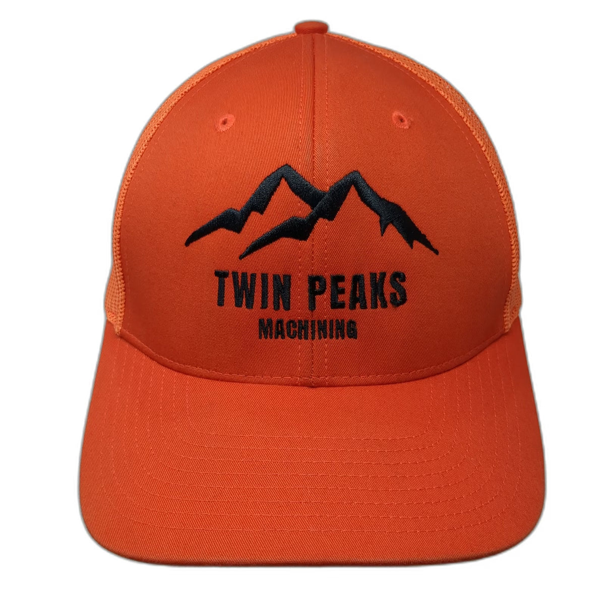 Richardson Trucker Hat Orange One Size Twin Peaks Machining Mountains Mesh 112