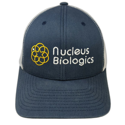 Yupoong Trucker Hat Blue White Yellow One Size Nucleus Biologics Snapback Mesh