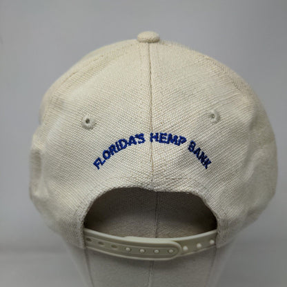 FLC Bank Florida's Hemp Bank Strapback Hat Tan One Size Adjustable Econscious