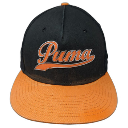 Puma Trucker Hat Black Orange One Size Snapback Flat Brim Mesh Performance