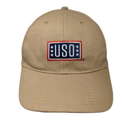 USO Support Our Heroes Slideback Hat Tan One Size Adjustable Embroidered