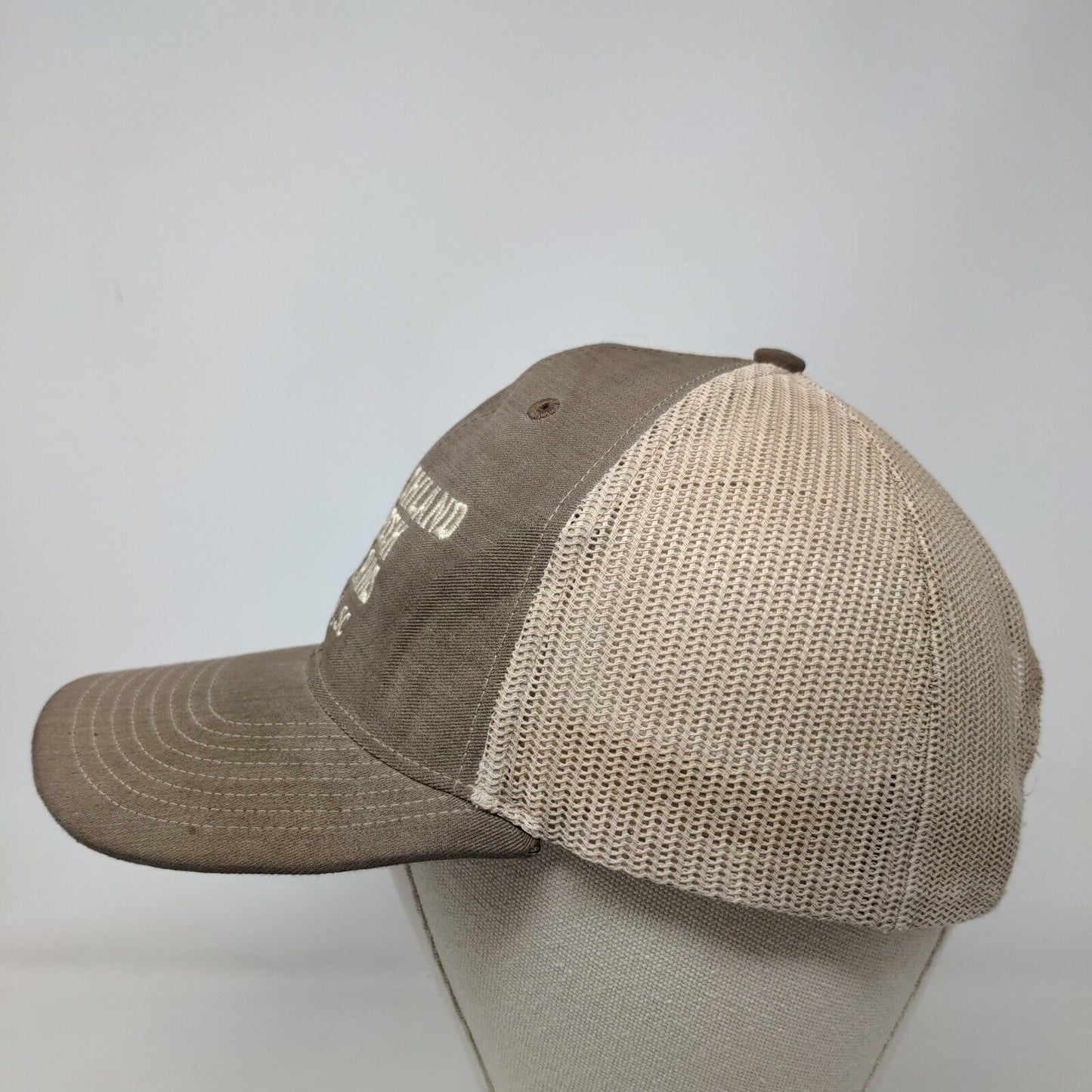 Richland Creek Farms Saluda SC Snapback Trucker Hat Tan One Size Mesh Back