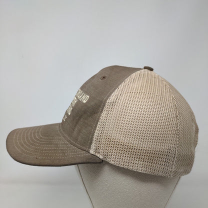 Richland Creek Farms Saluda SC Snapback Trucker Hat Tan One Size Mesh Back