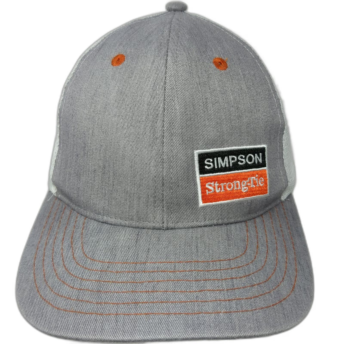 Simpson Strong-Tie Trucker Hat Gray One Size Mesh Snapback Orange Stitch Patch