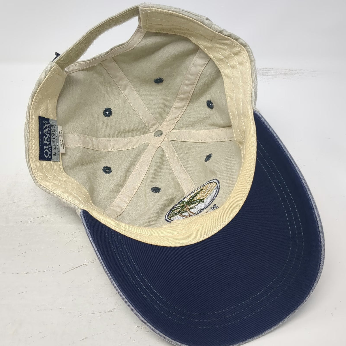 Ouray Hawaii Palm Tree Embroidered Baseball Cap Beige Blue One Size Hat Souvenir