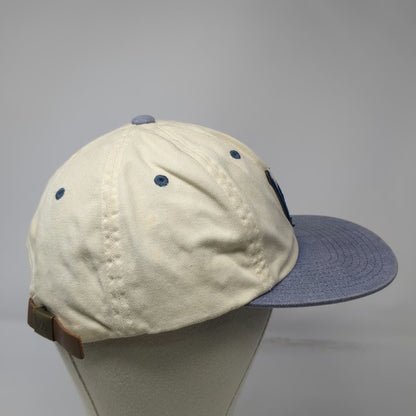 RVCA Baseball Cap Beige One Size Leather Strapback VA Logo Felt Applique Hat