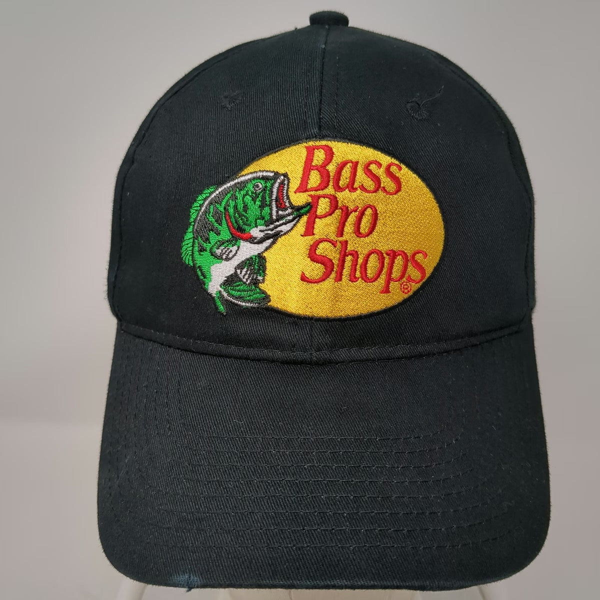 Bass Pro Shops Snapback Black One Size Hat Gone Fishing Bass Fish Patch Logo