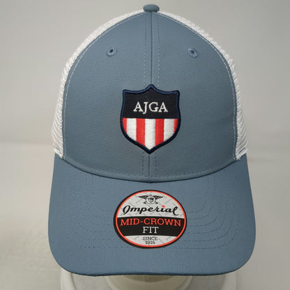 Imperial Trucker Hat Blue One Size AJGA Shield Logo Mesh Back Snapback Golf
