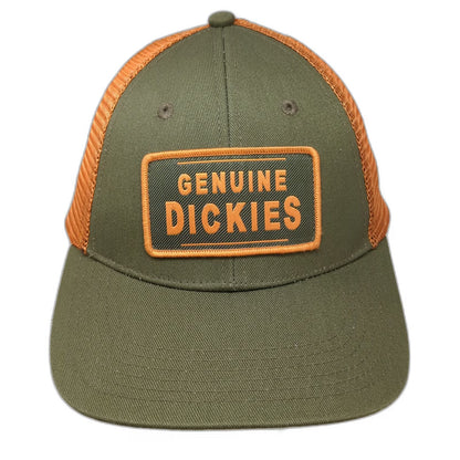 Dickies Trucker Hat Green Orange One Size Genuine Logo Mesh Back Snapback