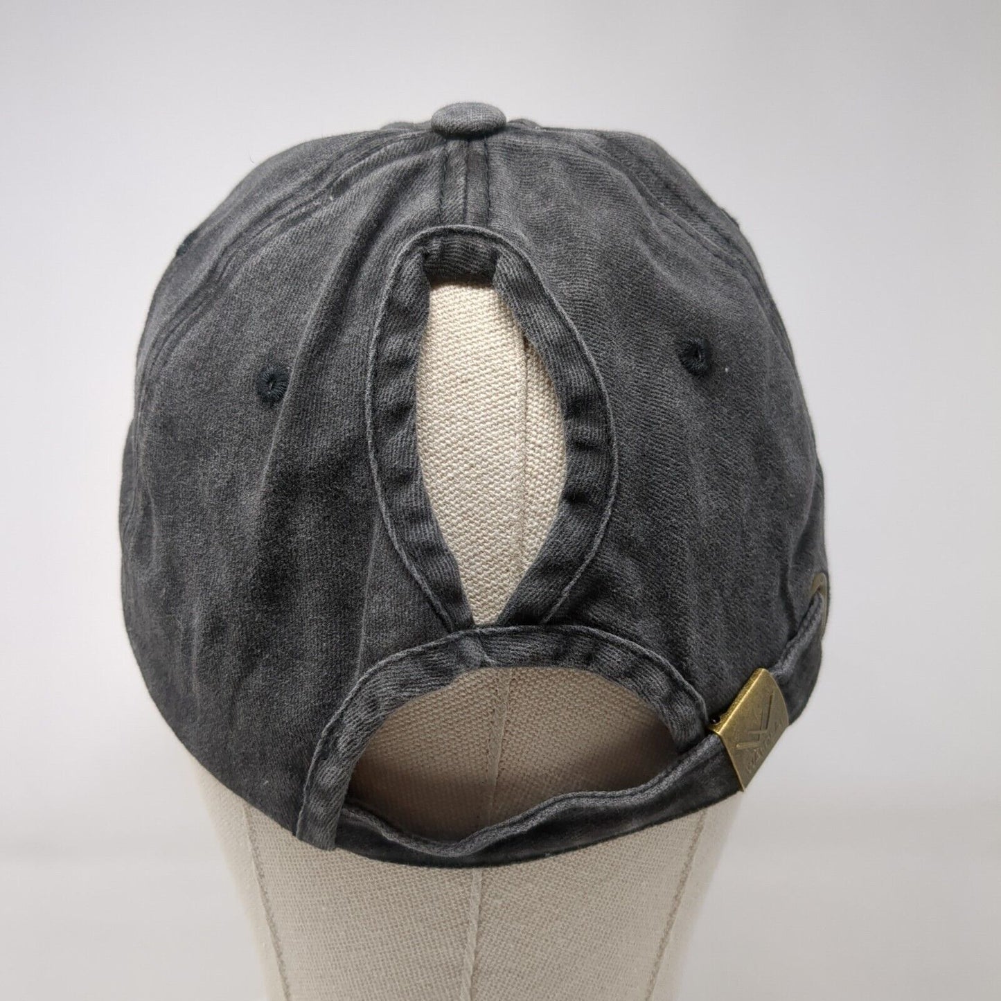 Happy Camper Slideback Hat Ponytail Gray OSFA Adjustable Waldeal