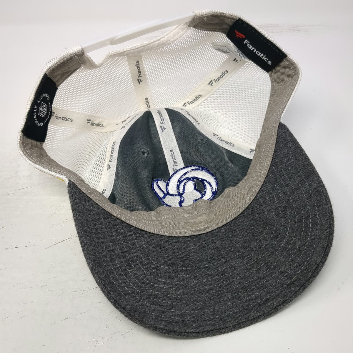 Los Angeles Rams NFL Fanatics Trucker Hat Gray White Blue One Size Snapback Mesh
