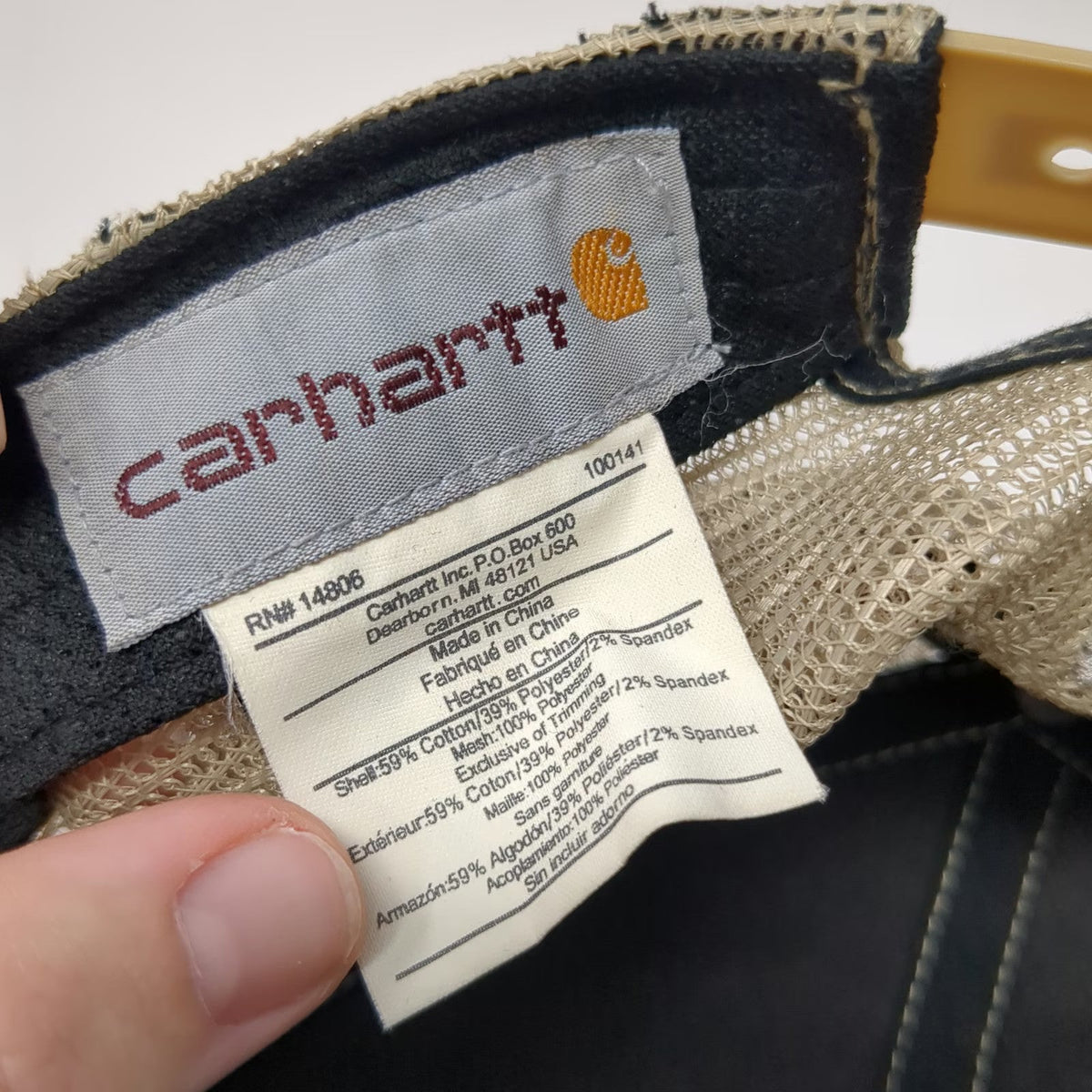Carhartt Trucker Hat Beige OS Kniferiver American Flag Mesh Embroidery Snapback