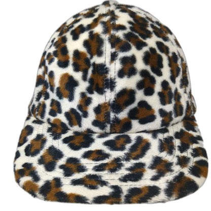 BUTT FURR Baseball Cap White Leopard Print Faux Fur One Size Strapback Hat