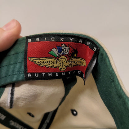 Brickyard Authentics Men's Strapback Hat Tan Green Embroidered Golf Logo