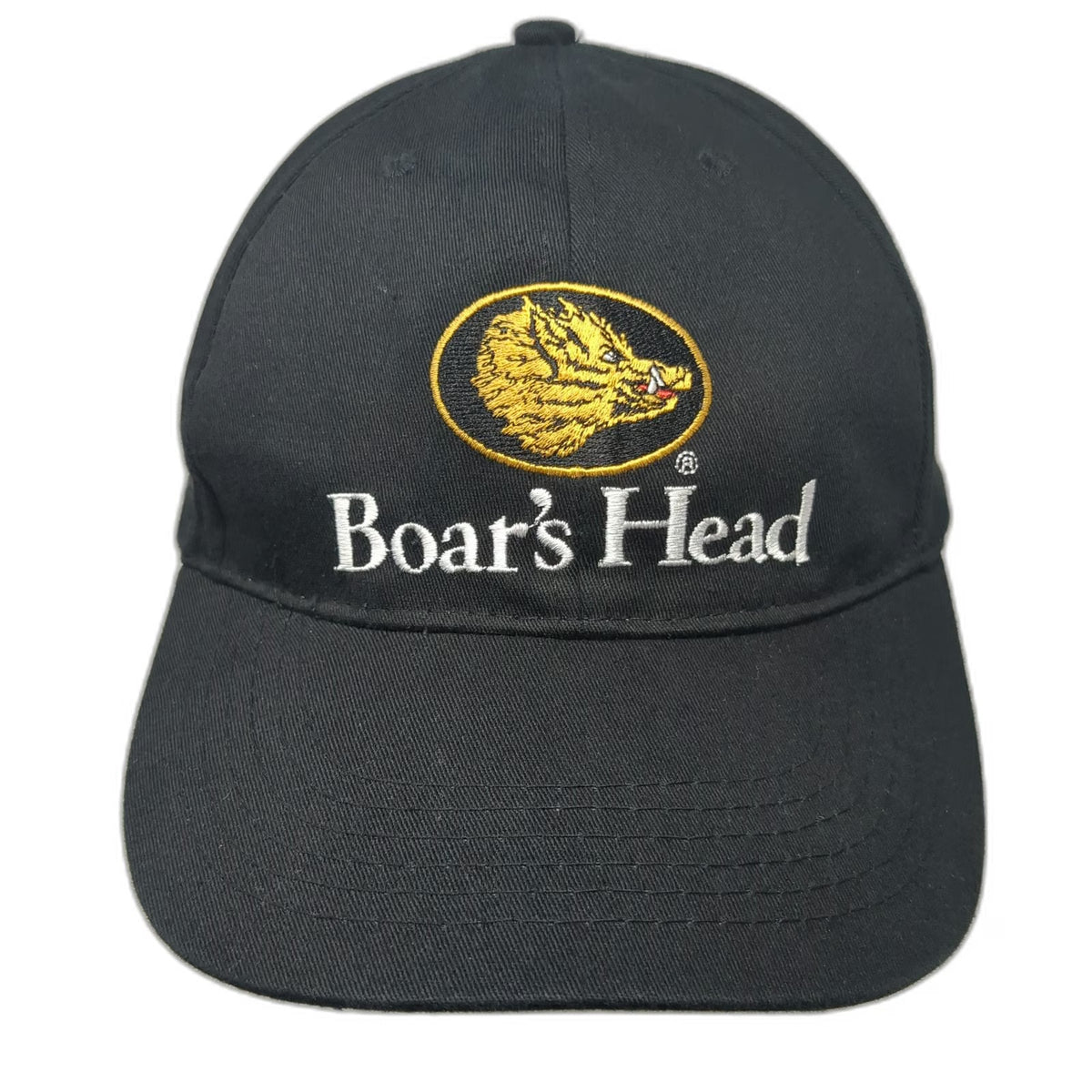 Boar's Head Logo Black Baseball Cap One Size Strapback Embroidered Hat Deli Food