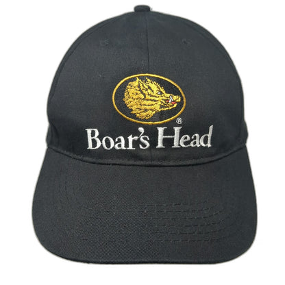 Boar's Head Logo Black Baseball Cap One Size Strapback Embroidered Hat Deli Food