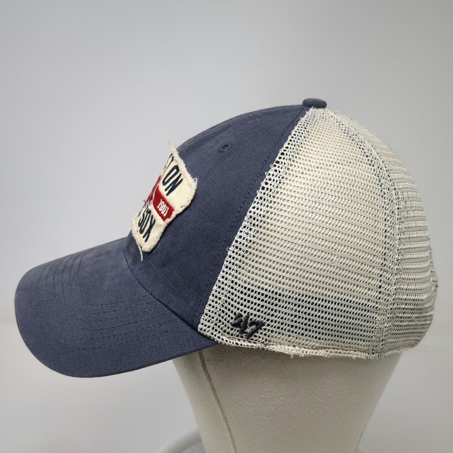 '47 Boston Red Sox MLB Blue White Trucker Hat One Size Mesh Snapback Logo Patch