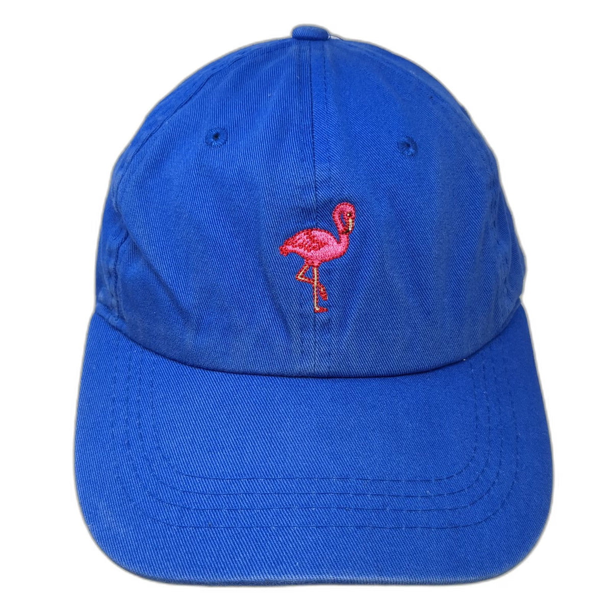 City Hunter Baseball Cap Blue One Size Embroidered Pink Flamingo Cotton Hat