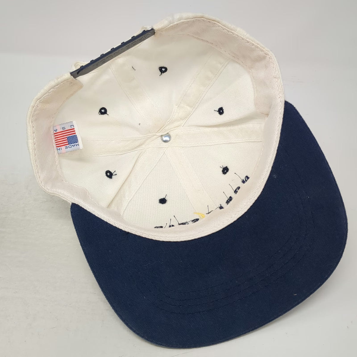 Noble Star Snapback Hat White Blue One Size Made in USA 6 Panel Embroidered