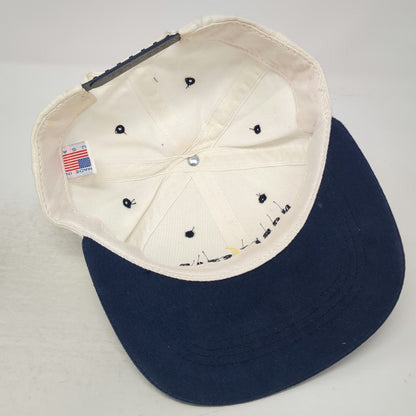 Noble Star Snapback Hat White Blue One Size Made in USA 6 Panel Embroidered
