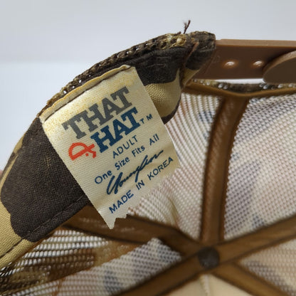 That Hat Trucker Hat Beige One Size Camo Mesh Back Fishing Idaho Store Trout
