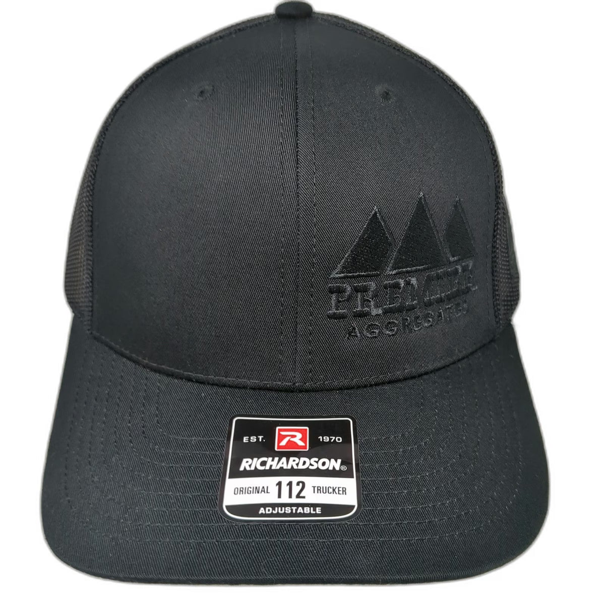 Richardson Trucker Hat Black One Size Snapback Mesh Premier Aggregates Flag