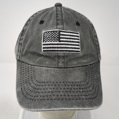 DPC Baseball Cap Gray One Size Monochrome American Flag Patch 6-Panel Cotton Hat
