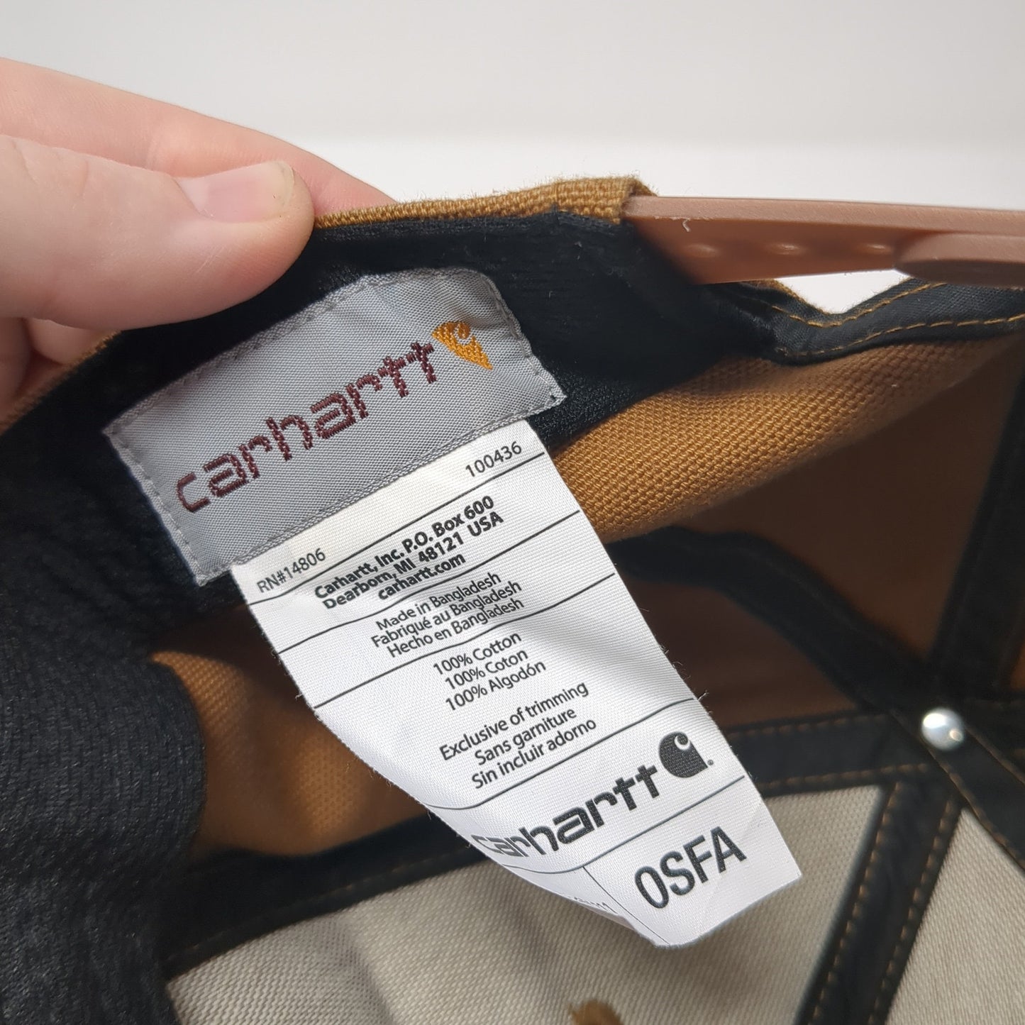 Carhartt Patch Snapback Hat Brown One Size Adjustable Solid 6 Panel