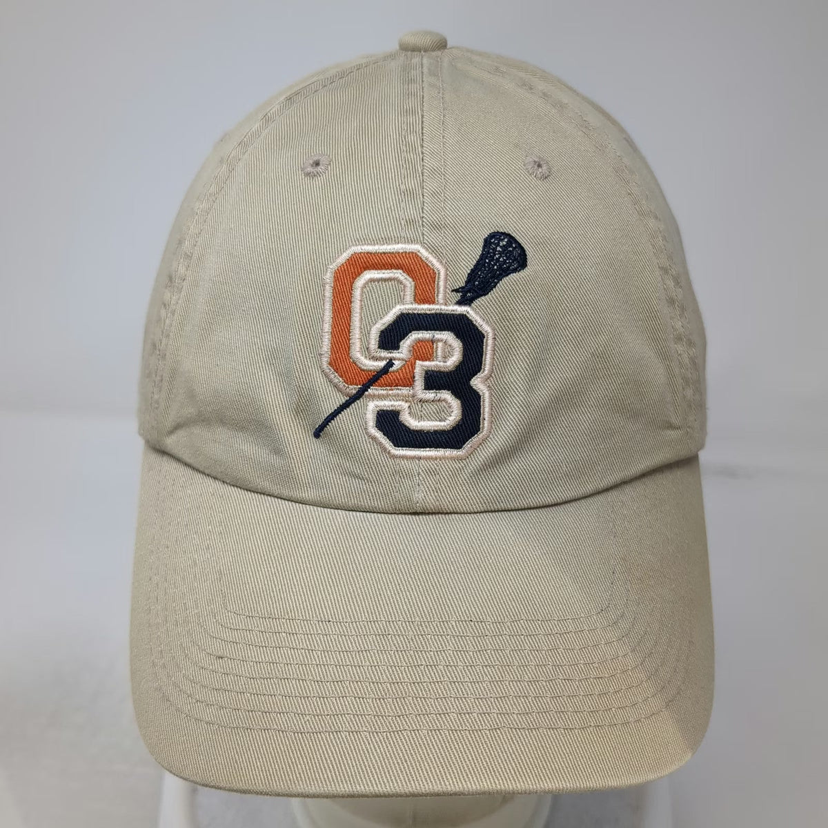 Utility Baseball Cap Beige One Size Lacrosse OS Stick Embroidered Hat Cotton