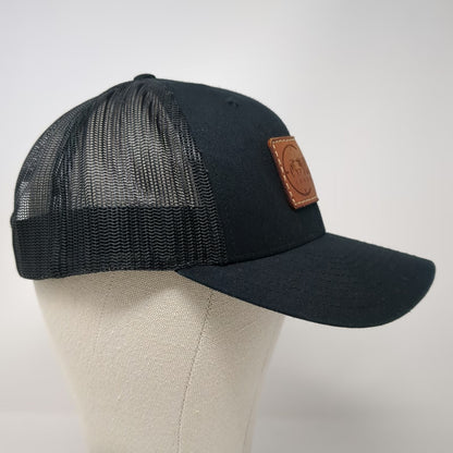 Kuiu Trucker Hat Black One Size Leather Patch Inner Circle Mesh Back Snapback