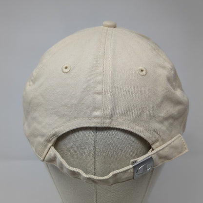 Champion Slideback Hat Tan OSFA Adjustable Embroidered Vented Holes 6 Panel