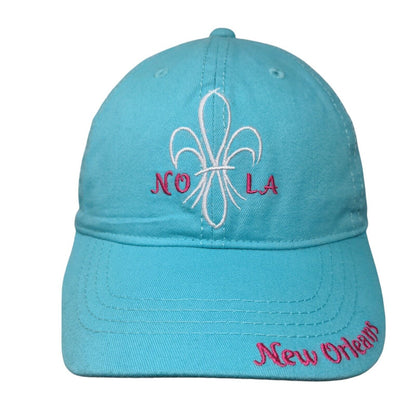 NOLA New Orleans Strapback Hat Blue One Size Adjustable Embroidered 6 Panel