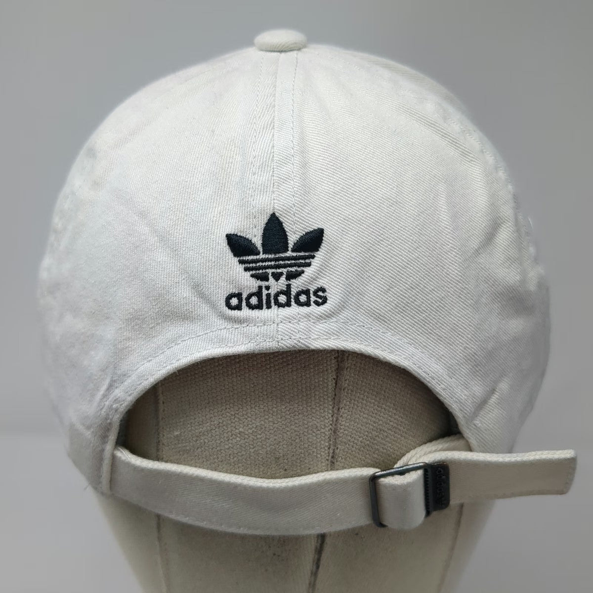 Adidas Baseball Cap White One Size Trefoil Logo Cotton Slideback Strap Hat