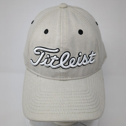 Titleist Fitted Golf Hat Tan M/L Embroidered Lightweight Vented Holes 6 Panel