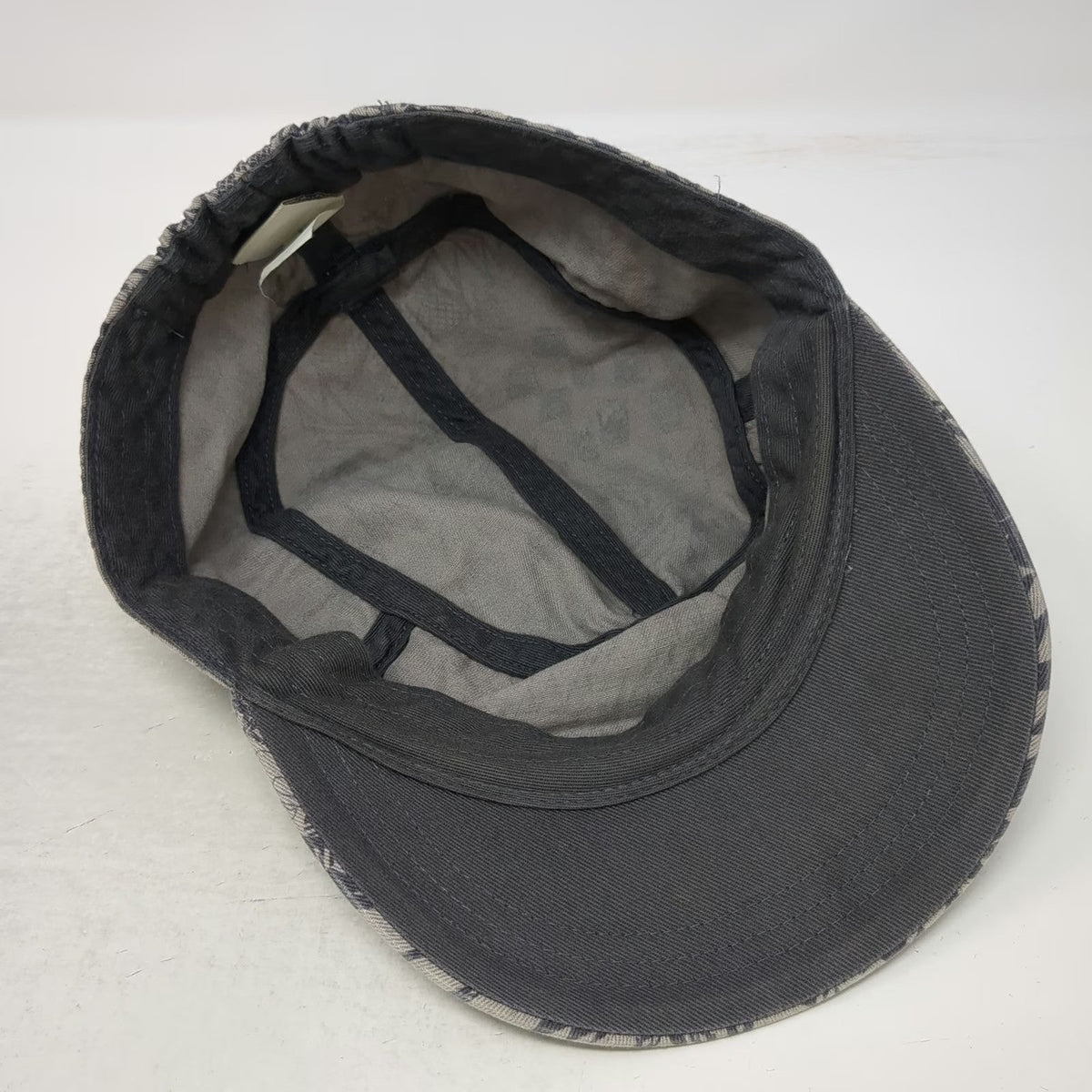 Old Navy Army Cap Gray XL Abstract Graphic Print Checkerboard Lightning Bolt Hat