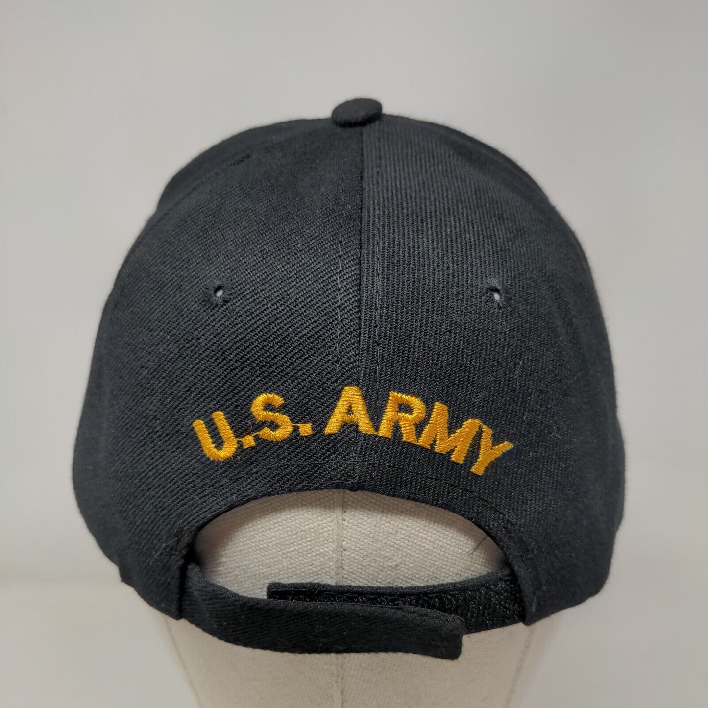United States Army Strapback Hat Black One Size Embroidered Vent Holes