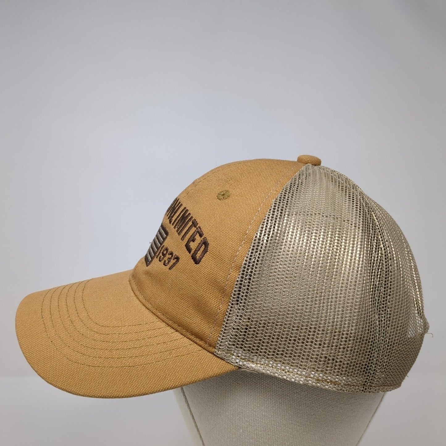 Ducks Unlimited Est 1937 Snapback Trucker Hat Brown OS Adjustable Mesh Back OC