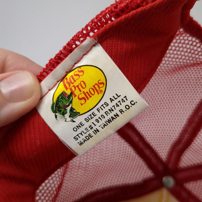 Bass Pro Shops Trucker Hat Red One Size Mesh Back Fishing Bass Logo
