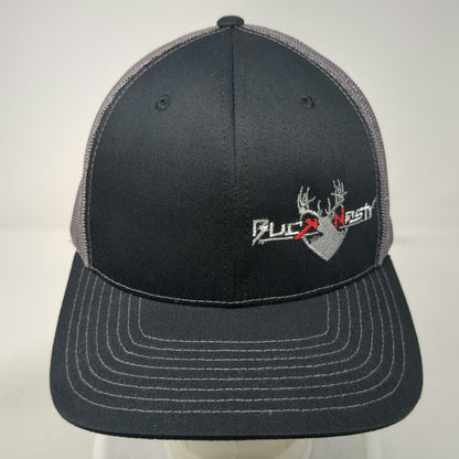 Richardson Trucker Hat Black Gray Red One Size Buck Nasty Mesh Back Snapback
