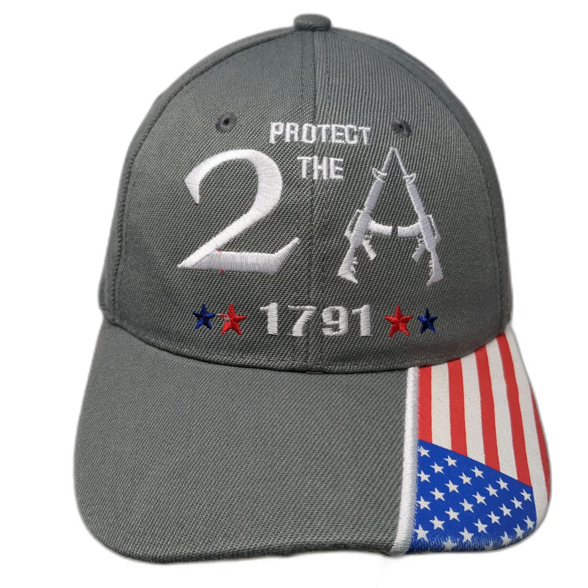 Kys Baseball Cap Gray One Size 2nd Amendment Protect 2A 1791 American Flag Hat