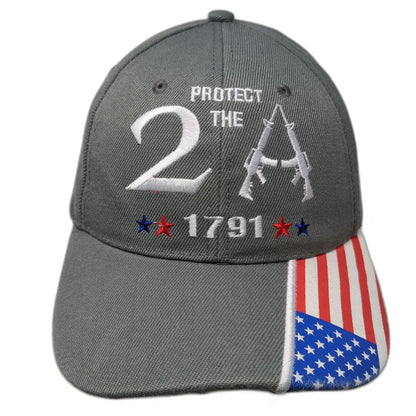 Kys Baseball Cap Gray One Size 2nd Amendment Protect 2A 1791 American Flag Hat