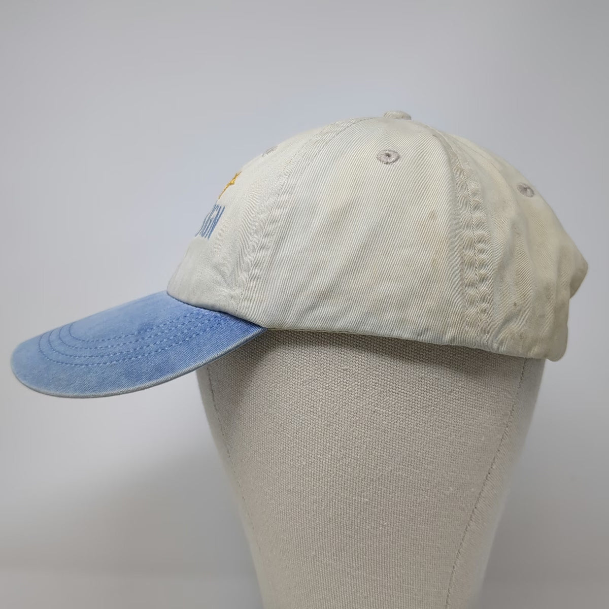 Anvil Baseball Cap Beige Blue One Size Beyond Design Logo Slideback Cotton Hat