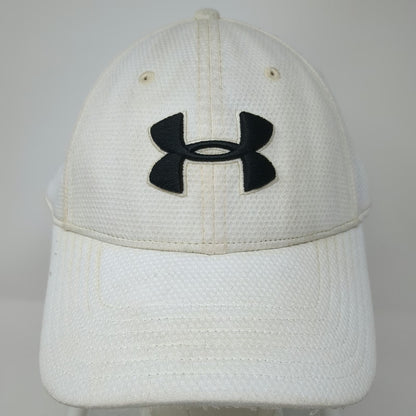 Under Armour Baseball Cap White L Embroidered Logo Stretch Fit Blitzing Hat