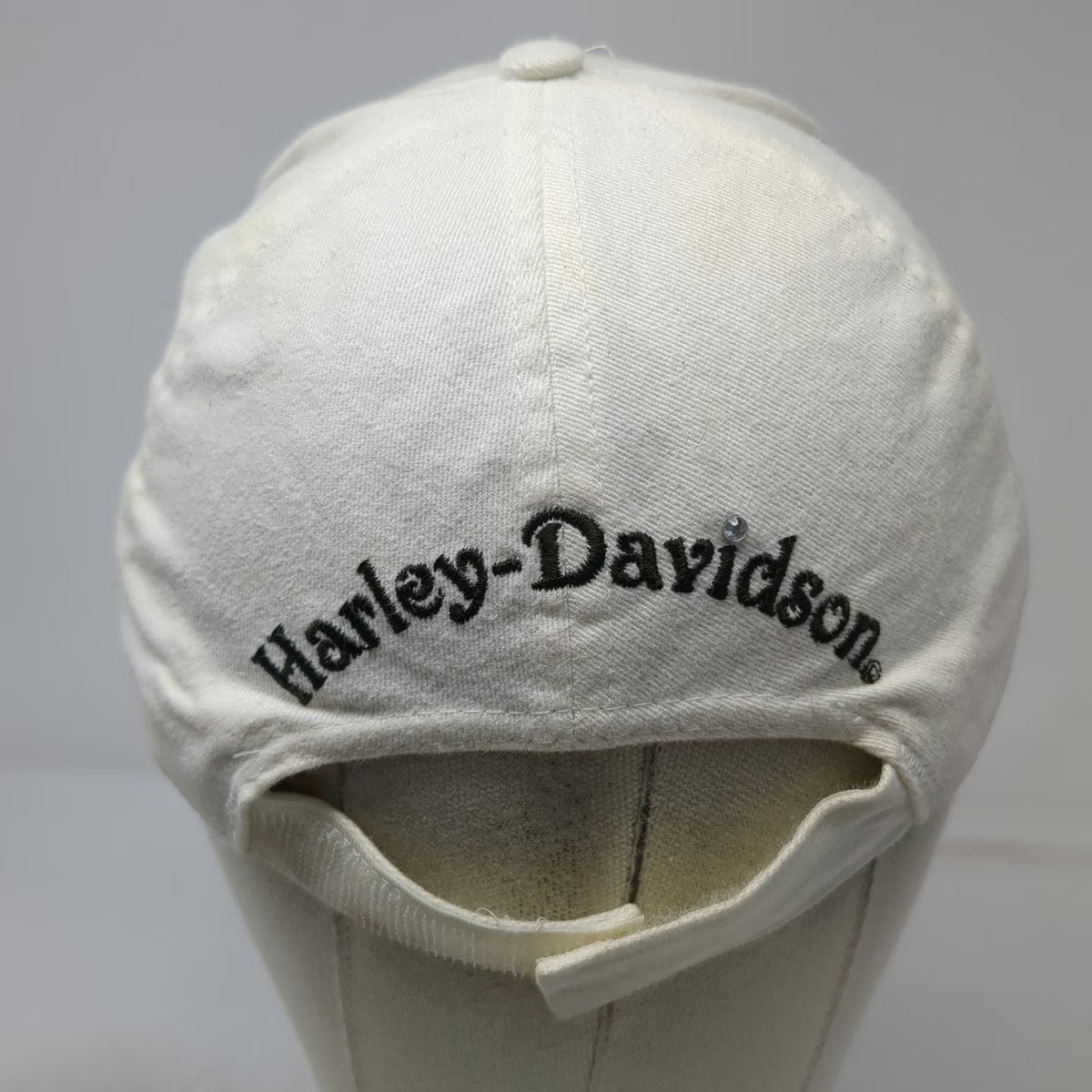 Harley-Davidson 5 Panel White One Size Hat Rhinestone Studded Strapback Cotton